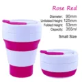 Tazza da caffè pieghevole in silicone rosso rosa 355ml per campeggio e viaggi all'aperto - 355ml (Piccolo) / Rosso rosa