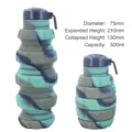 Portable 500ml camouflage grenade shaped collapsible silicone sports water bottle for travel - 500ml / Pine Green Camouflage