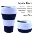 Tazza da caffè pieghevole in silicone da 16 once portatile in nero e bianco - 475ml (Grande) / Nero Pece