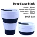 Tazza da caffè pieghevole in silicone da 355 ml, bianco e nero, piccola tazza da viaggio - 355ml (Piccolo) / Nero Pece