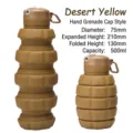 Portable desert yellow collapsible silicone grenade water bottle for outdoor sports 500ml - 500ml / Desert Yellow