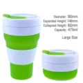 Tazza da caffè pieghevole in silicone verde da 16 once con coperchio - 475ml (Grande) / Verde Gioventù