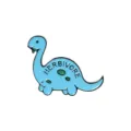 Cute blue cartoon dinosaur enamel pin with Herbivore text for clothing decoration - Blue Herbivore Brachiosaurus (XZ3424)