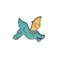 Cute cartoon turquoise and yellow pterosaur enamel pin badge for kids clothing and bag decor - Green and Yellow Funny Pterosaur (XZ3426)