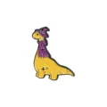 Cute yellow dinosaur enamel pin wearing a purple wizard hat and cape with stars. - Yellow Wizard Dinosaur (XZ4237)