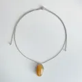 Collar de cuarzo ahumado ajustable con cadena plateada y colgante en forma marquise - Collar / Plateado