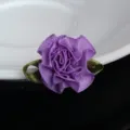 Elegante fiore in nastro viola fatto a mano con foglie per decorazione regalo DIY - 4x3cm / Viola