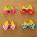 Set di fiocchi in nastro grosgrain a pois colorati per fermagli fai-da-te e bambole - Fiore a cinque colori e cinque petali (Circa 5x5cm)