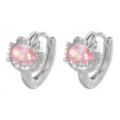 Elegante silberne Katzen-Creolen mit funkelnden rosa Zirkonia-Steinen für Damen - Rosa Zirkonia Katzen Ohrstecker