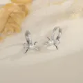 Elegant silver bow hoop earrings with sparkling zirconia and central pearl decoration - Pearl Bowknot Rhinestone Ear Buckle / Copper (Silver Gold)