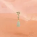 Elegant Chinese style fan-shaped gold earrings with light green Hetian jade teardrop - Gold Plated Copper / Gold (1 Piece)