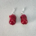 Elegantes pendientes de perlas barrocas rojas irregulares para Navidad y Año Nuevo - Rojo
