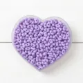 Solid purple candy color peanut-shaped double-hole beads in a heart-shaped tray - 3x4mm (Approx 500 Pieces) / Purple