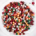 Multi-color 6mm barrel glass beads loose spacer beads for DIY bracelets and jewelry making. - 50Pcs/Pack / Black and Red (02)