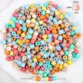 Colorful 6mm barrel beads spacer beads for DIY bracelet jewelry making and accessories. - 50Pcs/Pack / Green and Blue Embroidery (03)