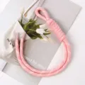 Close-up of pink hand-braided rope lanyard with white tulip decorative background - 31# Grapefruit Pink and White