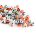 Primer plano de cuentas acrílicas veteadas de 12mm con agujeros grandes para joyería DIY - 20 Piezas/Paquete / Estilo de Gradiente de Colores Mezclados (05)