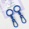 Blue spring keyring carabiner detail, durable metal clip accessory for bags and car keys. - Dark Blue