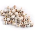 Detailed macro view of 12mm bi-color acrylic large hole beads with brown marble texture - 20 Pieces/Pack / Brown and White Marble Style (03)