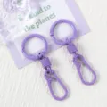 Purple metal spring ring keychain set, colorful paint carabiner for car keys and bags. - Purple