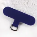 Durable blue fabric phone lanyard tether tab with metal D-ring, universal case patch. - Navy Blue