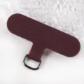 Dark red fabric phone lanyard tether tab detail with metal D-ring universal use - Dark Burgundy