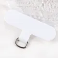 Universal mobile phone lanyard patch replacement tether tab with durable metal D-ring white. - White