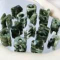 Acrylic faux jade marble letter beads big hole DIY charms for phone straps and bags detail - Pack of 5 / 03# Army Green