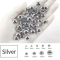 Ασημένιες ημικυκλικές πέρλες για nail art DIY σε μεγέθη από 2 mm έως 14 mm. - Ασημί