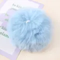Close-up detail of light blue faux fur pom pom hanging pendant for DIY craft handmade accessories. - 01# Sky Blue