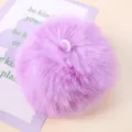 Purple faux fur pom pom close up, fluffy texture and hanging loop detail for DIY crafts. - 05# Purple