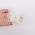 Handmade 9cm white chiffon fabric flower detail shot for DIY hair accessories and clothing. - Off White