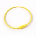 Yellow coated steel wire keychain ring close up display, flexible metal hardware loop detail view. - Yellow (Style 01)