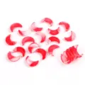 Vue détaillée de perles en verre en forme de croissant rouge et blanc pour le DIY - 20 Pièces/Paquet / Style 10