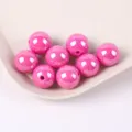 8-16mm bright pink acrylic AB round beads with macaron plated luster finish for DIY jewelry - 8mm 30Pcs/Pack / 15 Rose Red