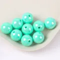 Mint green iridescent AB acrylic round beads for DIY jewelry making and phone chains - 10mm 20 Counts / 05 Lake Green