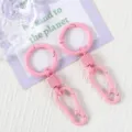 Pink metal spring ring keychain variant, glossy baked paint finish, cute bag hanging accessory. - 03 Light Pink