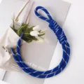 Handmade minimalist blue braided rope bag charm with a white decorative dashed pattern - 27# Royal Blue with White