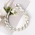 Hand-woven black and white zigzag pattern cord lanyard for DIY bags and phone accessories. - 38# Beige and Black