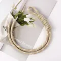 Handmade beige braided rope bag charm accessory featuring a white dotted pattern design - 39# Light Khaki and White