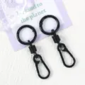 Black metal spring keychain ring clip with durable finish for bags, purses and car keys. - 16 Black