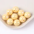 Beige Macaron round acrylic beads with iridescent AB coating for DIY jewelry making - 8mm 30Pcs/Pack / 10 Light Yellow