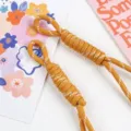 Mustard yellow hand-woven rope phone lanyard for DIY bag charms and creative keychains - 05# Dark Yellow and White