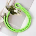Bright green handmade woven rope keychain and bag charm accessory - 22# Tender Green and White