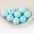 Light blue acrylic AB round beads with iridescent macaron finish for DIY jewelry - 8mm 30Pcs/Pack / 16 Sky Blue