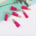 30mm Rosa Wildleder Quasten mit Goldkappen DIY Schmuck Handwerk Anhänger Schlüsselanhänger Zubehör - 20er Set / 09