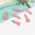 30mm rosa Wildleder Quasten mit Goldkappe, ideal für DIY Schmuck, Schlüsselanhänger und Accessoires. - 20er Set / Symmetrisches Schwarz (07)