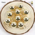 Vue détaillée de pendentifs boules rondes dorées, 10pcs pièces de collier de fabrication de bijoux. - Ballon de Noël Rond 17#