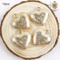 Pendentifs Cœur CCB Doré Fleurs Empreintes Accessoires De Fabrication Bijoux 10pcs - Cœur Feu d'Artifice