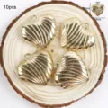 Pendentifs cœur CCB dores motif stries, breloques bijoux DIY, 25x26mm, lot de 10. - Cœur Rayé
